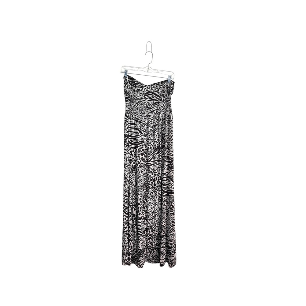 Guess Strapless Exotic Zebra White Leopard Print Maxi Dress Y2K Size M - Picture 2 of 8